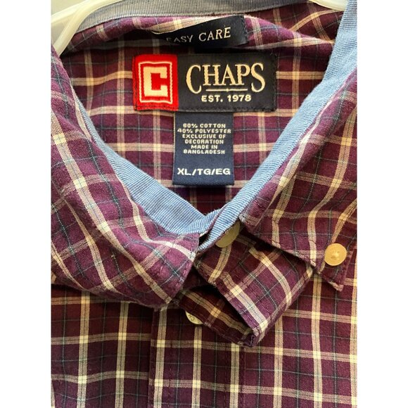 Chaps Long Sleeve Button Up XL Purple/White/Navy‎ Pocket - Picture 7 of 7